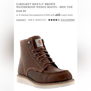 Carhartt Men’s 6” wedge toe boot. Used but still plenty of life left. 10.5